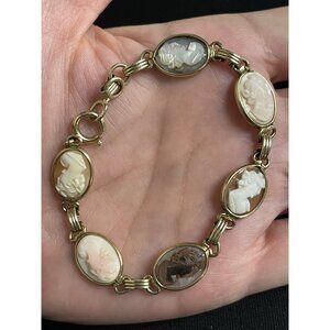 Vintage 1/20 12k GF Gold Filled Cameo Bracelet 6 3/4 Inches